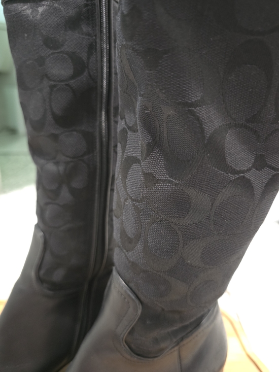 Coach Shoes - Coach Black Signature Jacquard Knee Boots